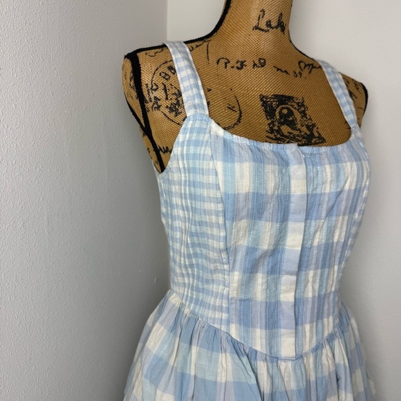 100% cotton LOVESHACKFANCY Chennedy Scalloped Check Mini Dress gingham rare - Picture 8 of 10